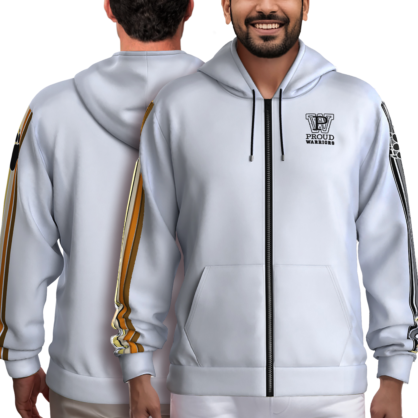 Bears Prididas White Zip Up Hoodie With Pockets