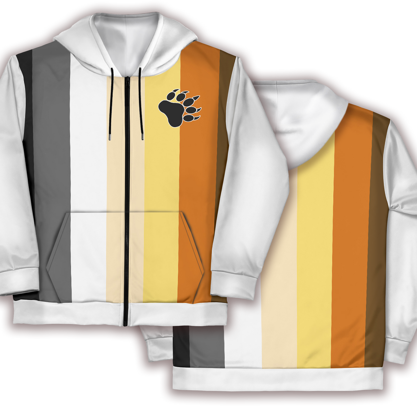 Bears Flag White Zip Up Hoodie With Pockets