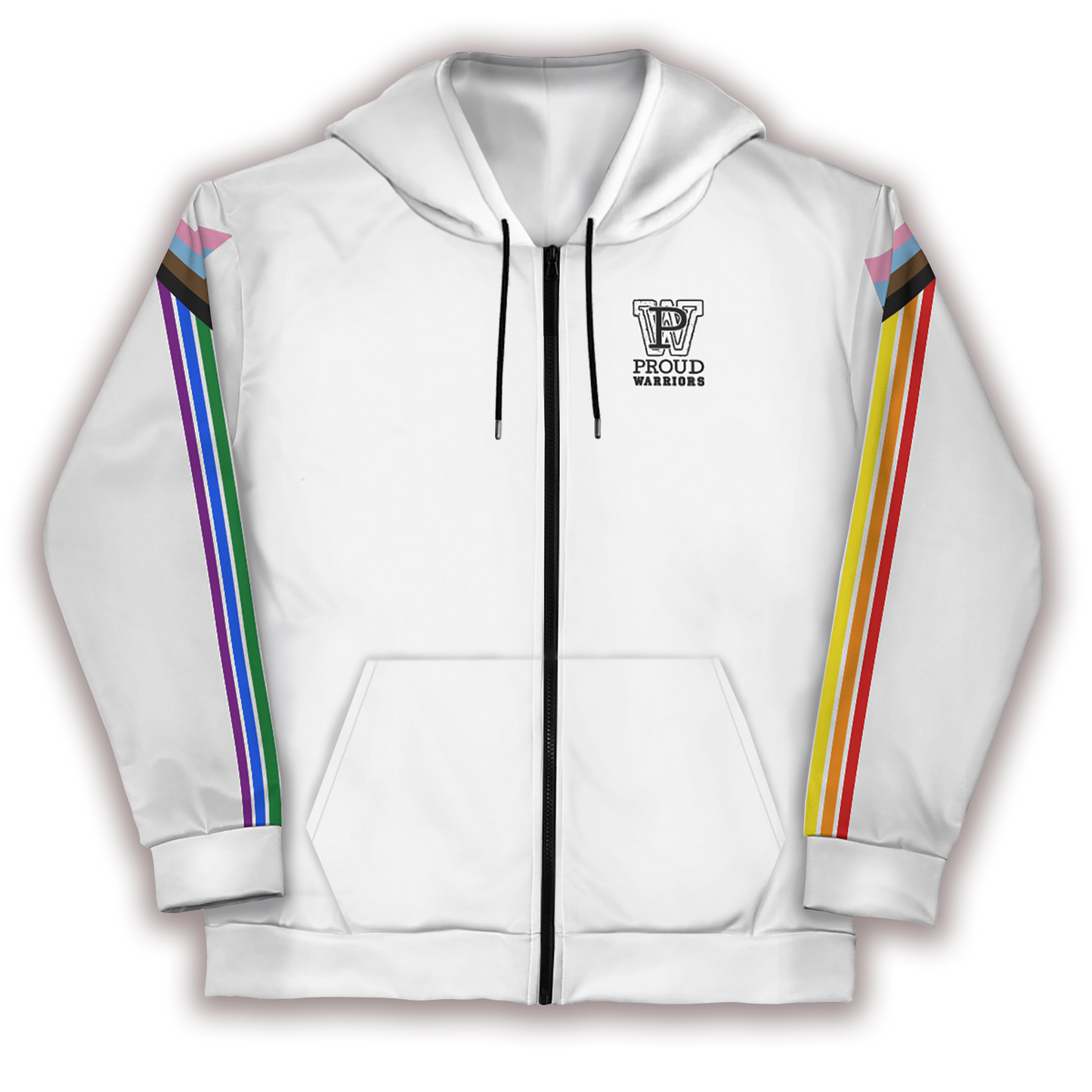 Progress Prididas White Zip Up Hoodie With Pockets