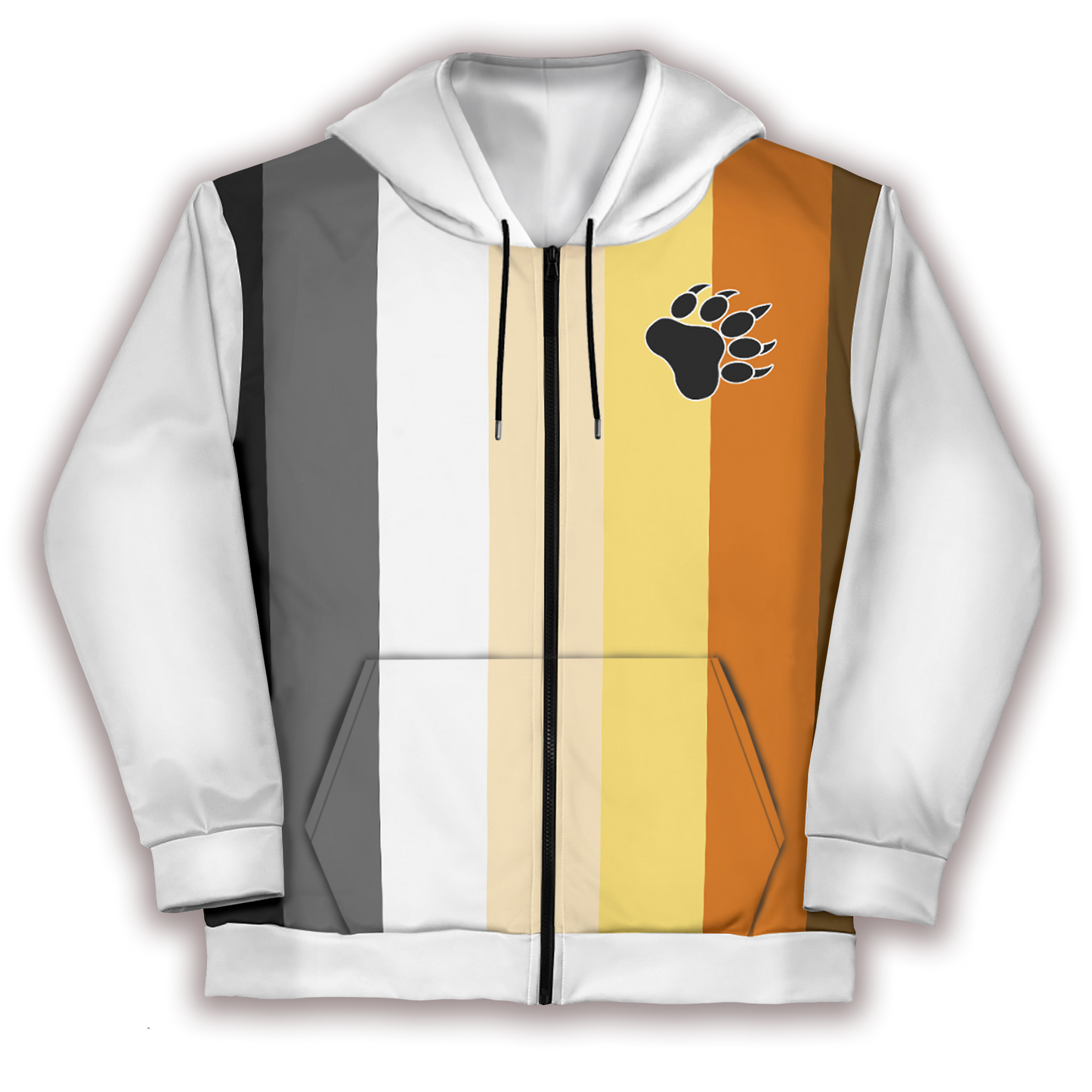Bears Flag White Zip Up Hoodie With Pockets