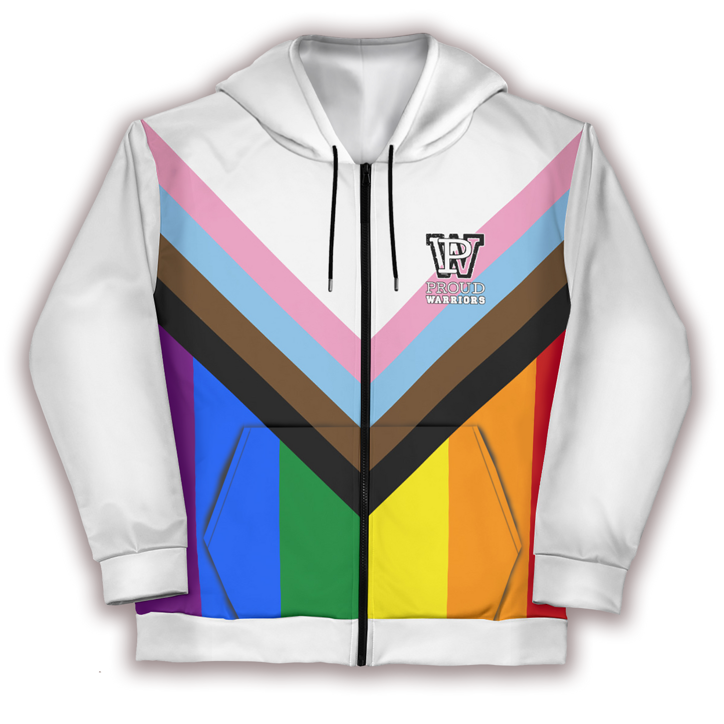 Progress Pride White Zip Up Hoodie With Pockets