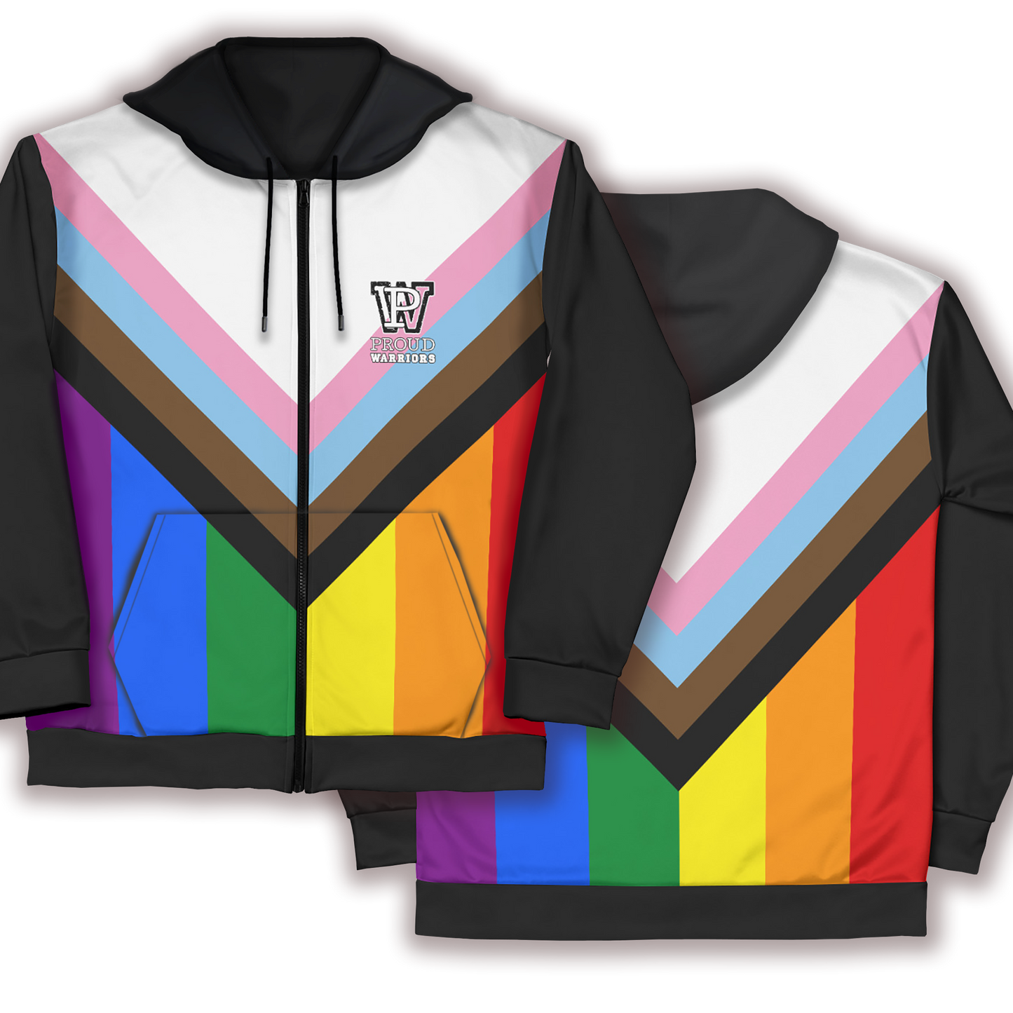 Progress Pride Black Zip Up Hoodie With Pockets