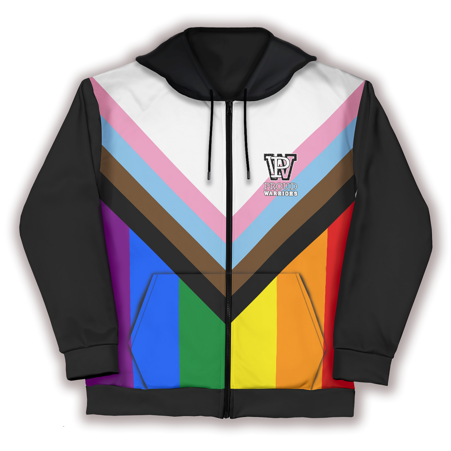 Progress Pride Black Zip Up Hoodie With Pockets