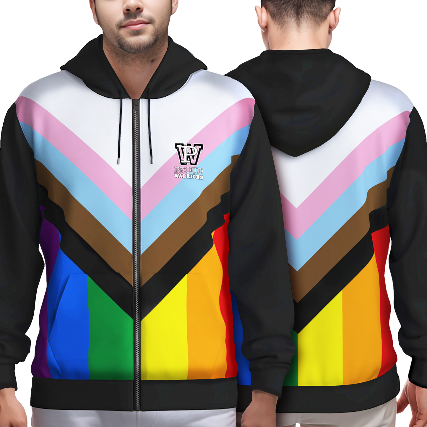 Progress Pride Black Zip Up Hoodie With Pockets