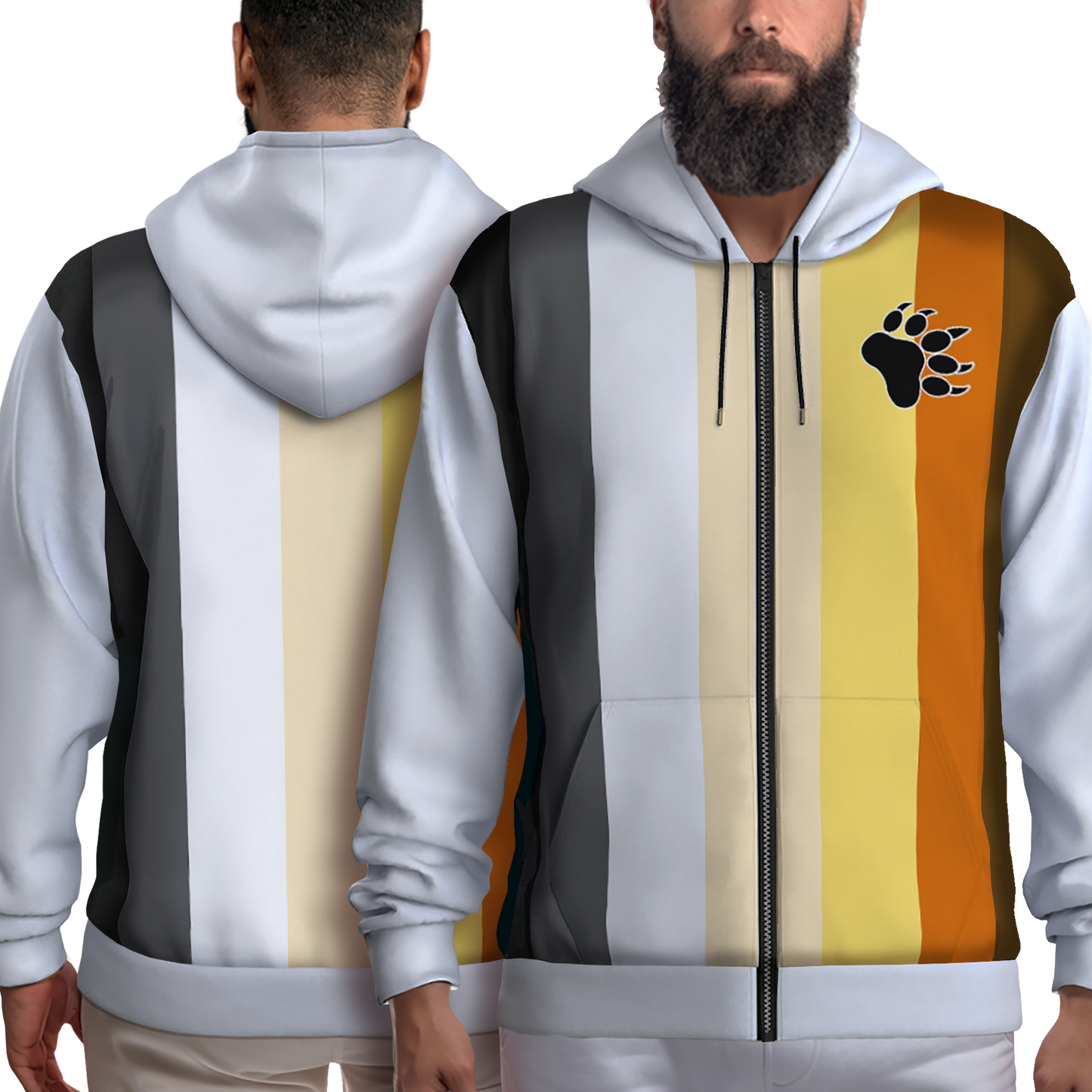 Bears Flag White Zip Up Hoodie With Pockets