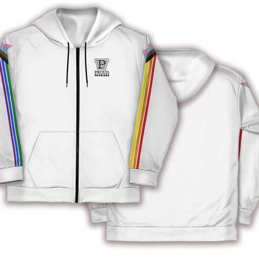 Progress Prididas White Zip Up Hoodie With Pockets